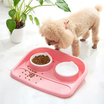 

Double Dog Bowl Splash-proof Pet Food Water Feeder for Dogs Puppy Cats Pet Supplies Feeding Accessories