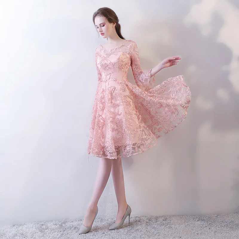 Сексуальное Милое короткое платье подружки невесты с вырезом лодочкой и коротким рукавом нового размера плюс изготовленное на заказ кружевное тонкое Дешевое платье для вечеринок платье для выпускного вечера