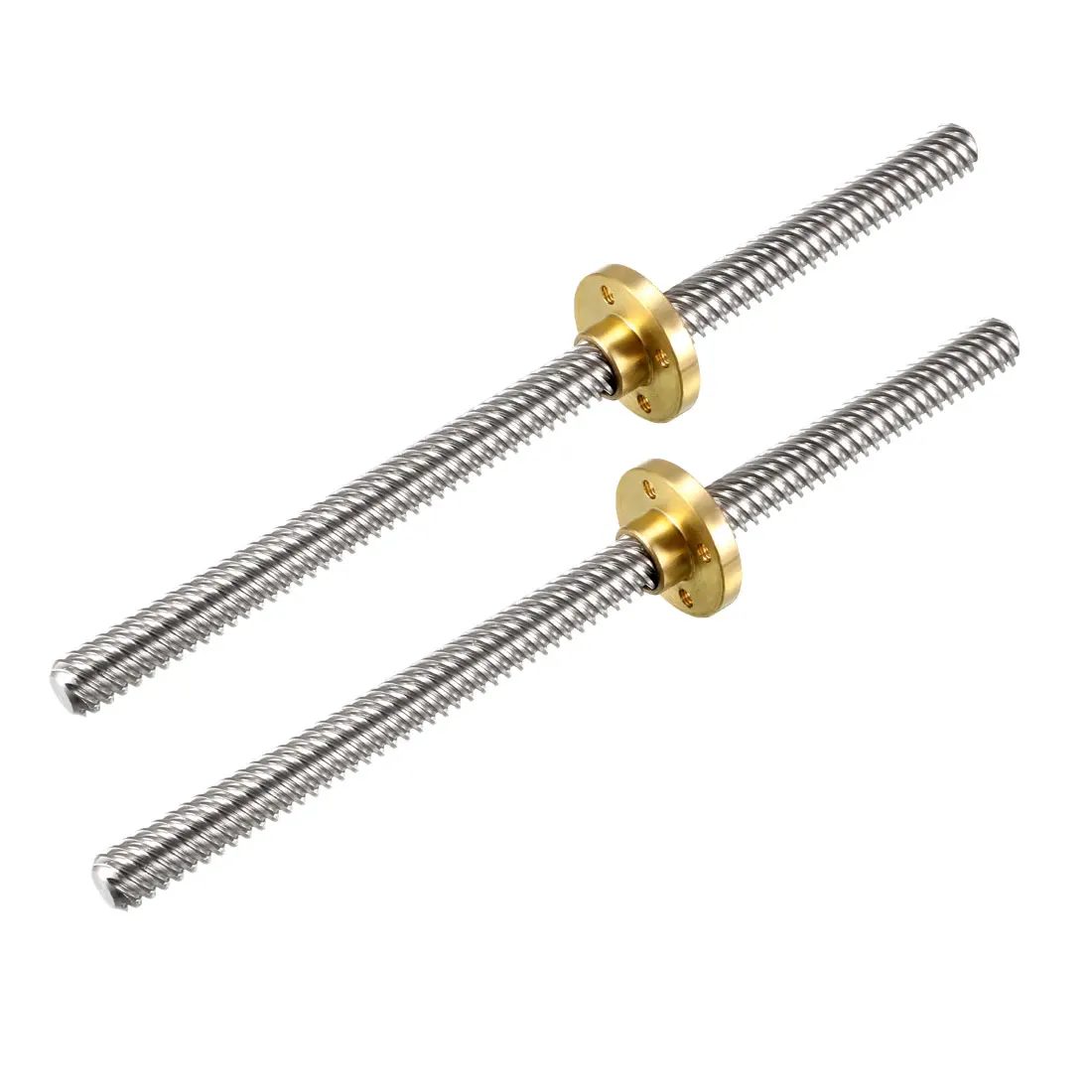uxcell 2PCS 150mm T8 Pitch 2mm Lead 14mm Lead Screw Rod with Copper Nut for 3D Printer