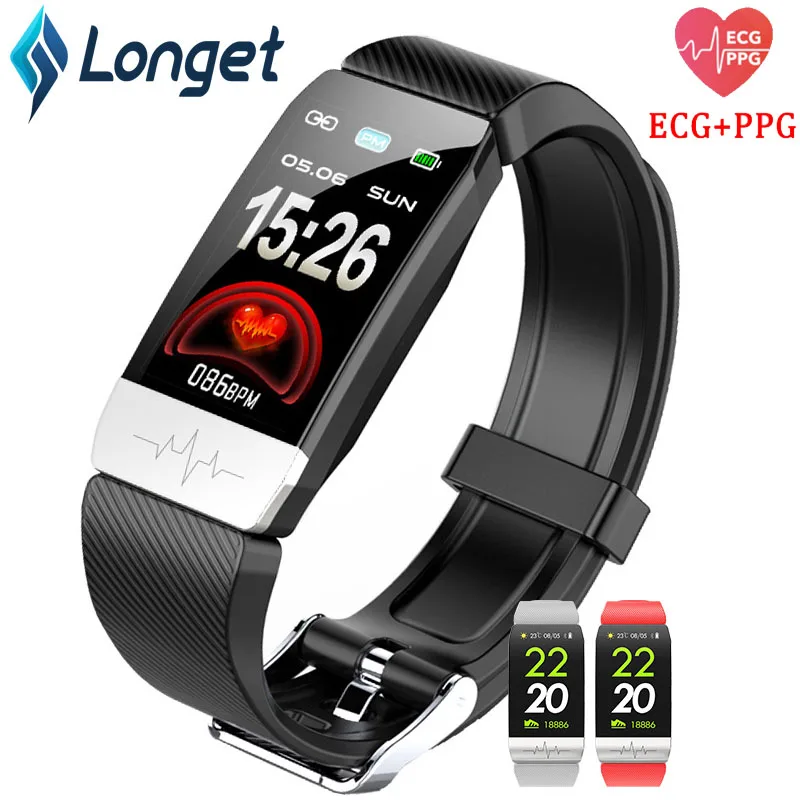 Longet Q1S ECG + PPG пульсометр фитнес-Браслет Смарт-браслет кровяное давление со сном спортивные водонепроницаемые Смарт-часы для мужчин и женщин