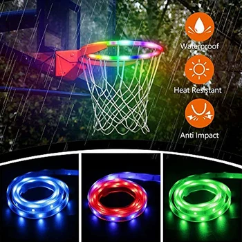 

LED Basketball Hoop Lights Solar Energy Waterproof Glow in Dark Lamp Induction Color Change TN99
