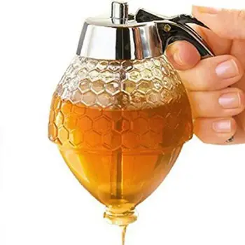 

Honey DispenserSqueeze Bottle Honey Jar Container Bee Drip Dispenser Kettle Storage Pot Stand Holder Juice Syrup Cup
