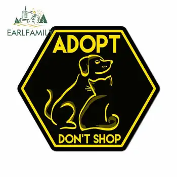 

EARLFAMILY 13cm x 11.6cm for Adopt Dont Shop Dog Animal Lover Rescue Sign Car Stickers Vinyl JDM Bumper Trunk Truck Graphics