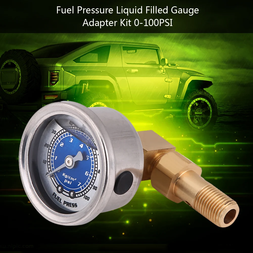 

Universal Fuel Pressure Regulator gauge 0-100 PSI / bar Liquid Fill chrome fuel/oil Gauge EP-GA01-FS