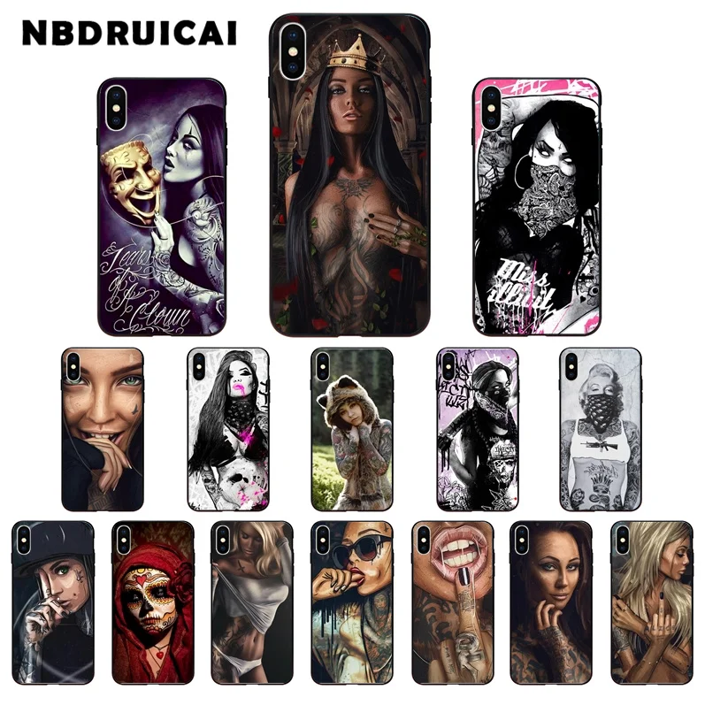 

NBDRUICAI Sexy Girl Tattoo Cover TPU Soft Silicone Phone Case Cover for iPhone 11 pro XS MAX 8 7 6 6S Plus X 5 5S SE XR case