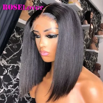

Short Straight Bob Human Hair Wigs 4X4 Lace Closure Blunt Cut Bob Wigs Straight Wig Malaysian Lace Frontal Human Hair Wigs