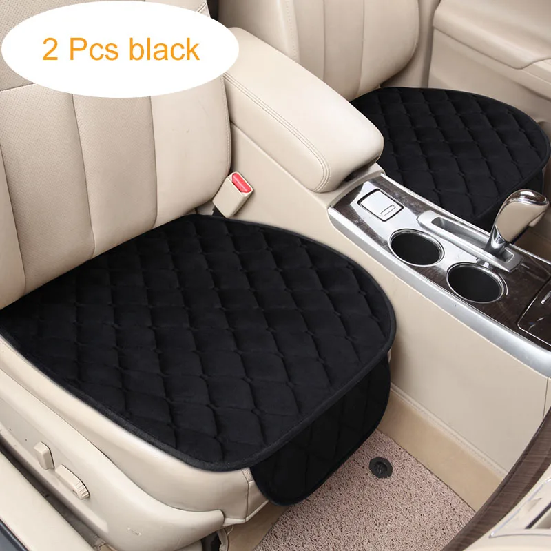 2 pcs Black Чехол для автомобильного сиденья, Зимняя Теплая Бархатная подушка для сиденья, универсальная Передняя Задняя задняя подушка для сиденья для внедорожника, защита для автомобильного сиденья - Название цвета: 2 pcs Black