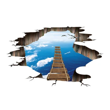

3D Air Broken Bridge Wall Stickers for Living Room Bedroom Floor Kids Room Mural Wallpaper Home Decor Vinyl Art Wall Decals