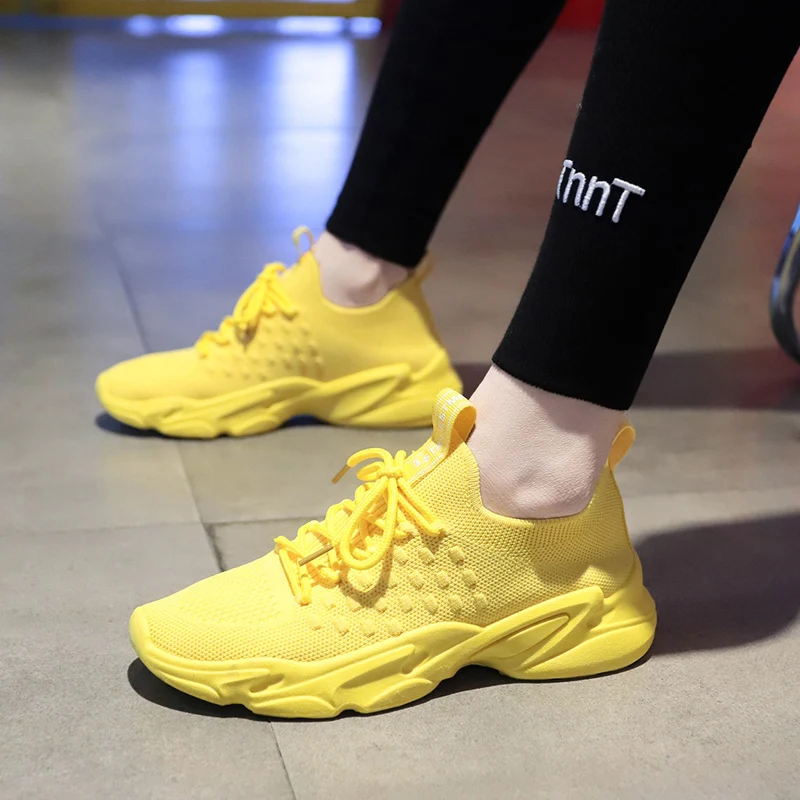 

2020 Spring Female Vulcanized Shoes Women Breathable Mesh Socks Shoes Woman Fashion Round Toe Flat Sneakers Shoes Ladies Shoes