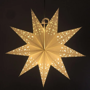 

45CM Hollow Out Paper Lantern Stars Shaped Paper Lanterns Folding Party Lantern Christmas New Year Wedding Decoration (White)