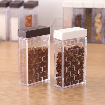 

11.11 New 6Pcs New Kitchen Herbal jar Herbs Box Kitchen Spice Storage Bottles Potts Transparent salt and pepper Communion powder