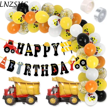 

Construction Truck Theme Balloon Garland Kit Arch Giant Dump Car Balon Birthday Party Banners Baby Shower Kit for Boys Girls