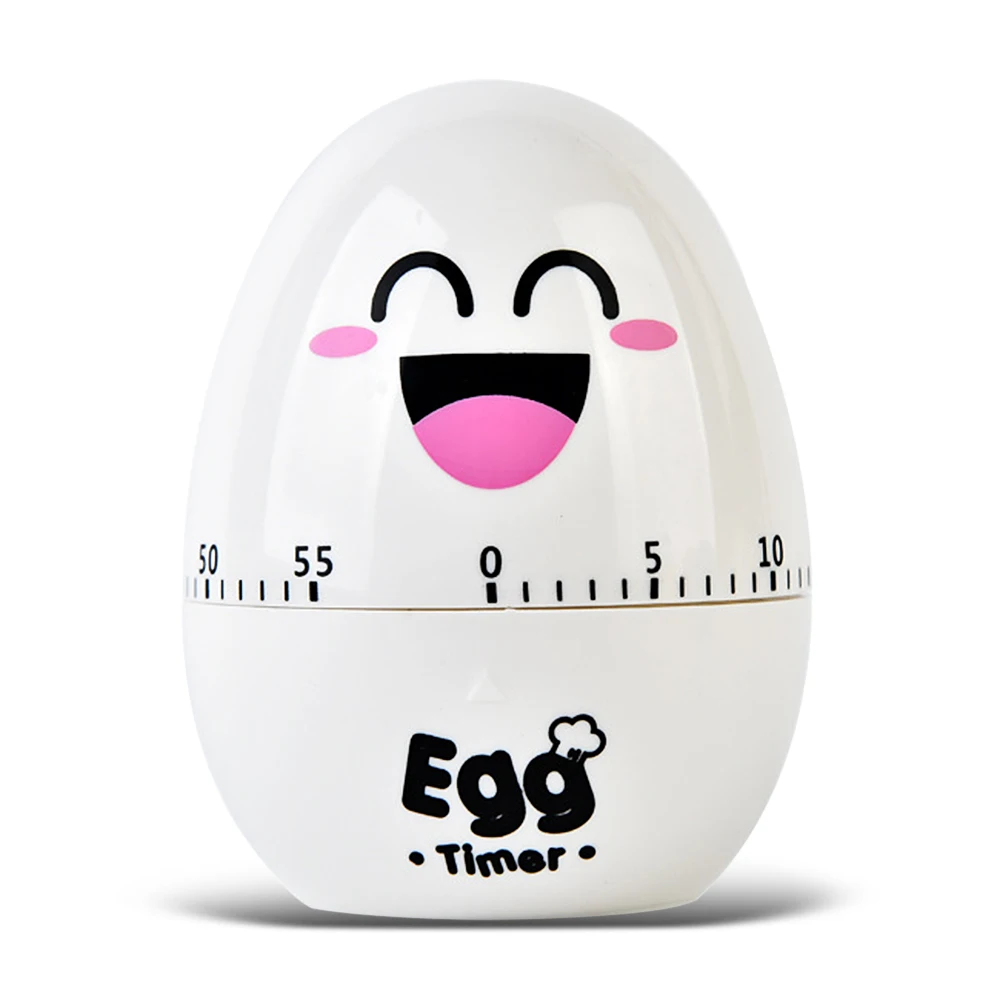 Mechanical Clockwork Egg Kitchen Timer 60-Minute Smile Face Kitchen Timer Desktop Reminder Alarm Stopwatch Cartoon Egg Tool - Цвет: White