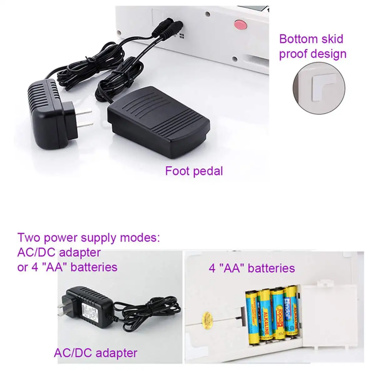 KIWARM Sewing Machine Mini Portable Household Night Light Foot Pedal Straight Line Hand Table Tools Two Power Supply Two Speeds