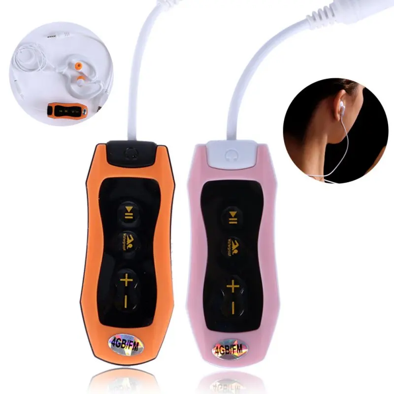 Водонепроницаемый IPX8 Mp3 плеер 4 Гб Adroit Спортивный клип MP3 с FM Плавание Дайвинг наушники