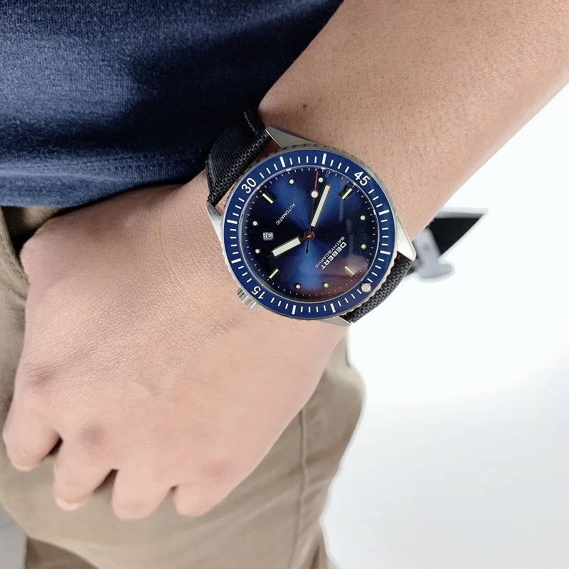 Мужские часы с керамическим ободком и сапфировым стеклом с синим циферблатом, роскошные брендовые механические Автоматические наручные часы fifty fathoms
