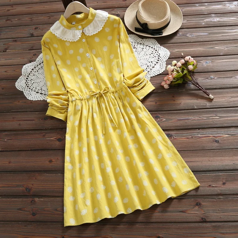 

Autumn New Style Mid-length Dress Women's Hipster Literature And Art GIRL'S Students Long Sleeve Waist Hugging Skirt S28096