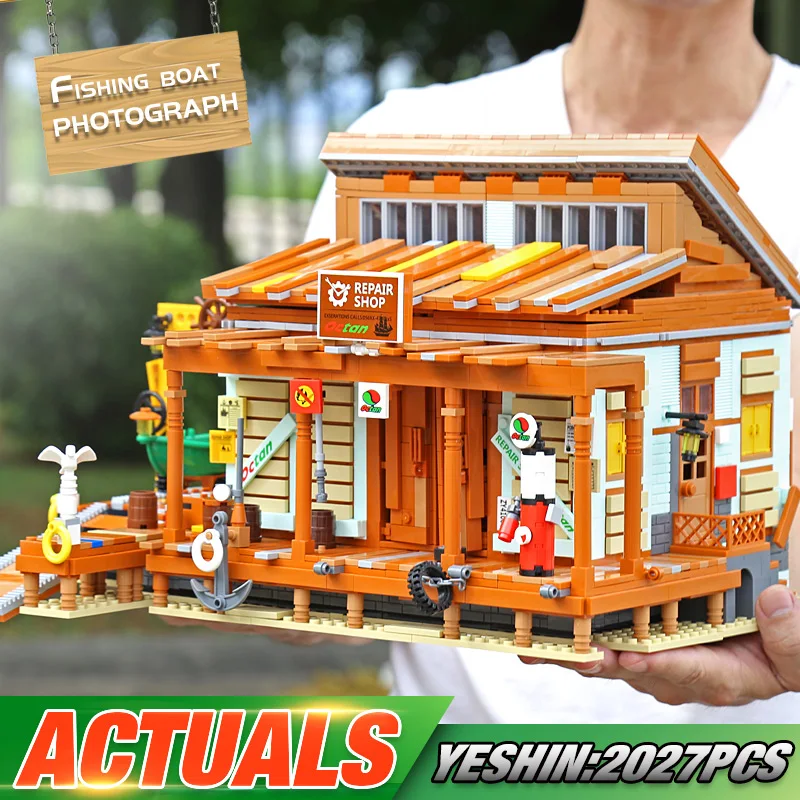 Yeshin Creative City Street View The Shipyard Repair Shop Compatible 30106 Store Building Blocks Bricks Toys Kids Christmas Gift | Игрушки и