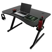 

110cm Gaming Desk Table Cool Black Z-Type E-sports Table Home Office Computer Table With Cup Holder And Headphone Holder HWC