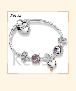 

100% 925 silver sterling zt0247 Valentine's Day present sweet love frizzy bracelet together