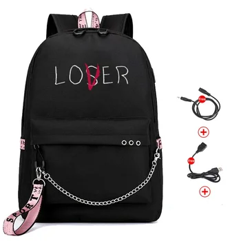 

New USB Love Ladies Backpack Fashion Black Women&Men Travel Bags High Quality Large Capacity Student Bag Casual Laptop Backpacks