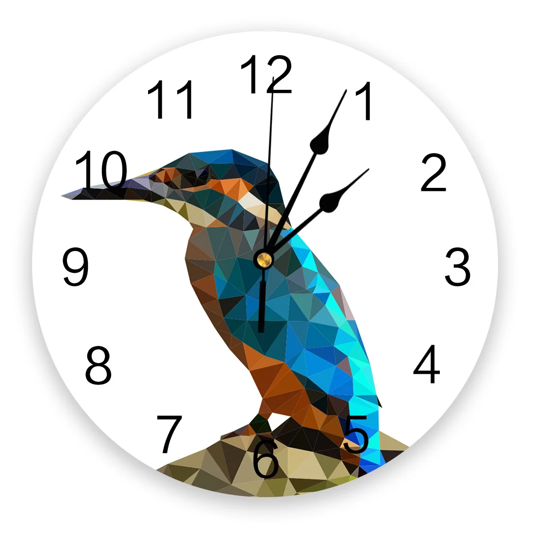 Геометрические многоугольные животные Колибри бесшумные настенные часы кухня гостиная ванная комната