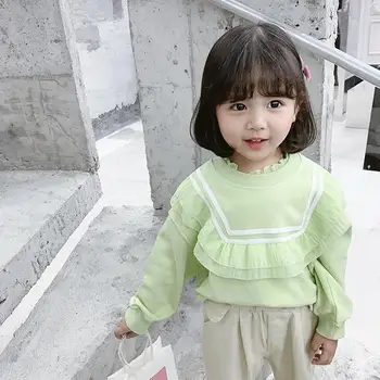 

2020 new girls ruffles t-shirt spring cotton fashion girls sweatshirt 3-8t HM390
