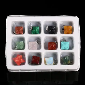 

12pcs Crystal Merkaba Natural/Synthetic Mixed Stone Crystal Pendants for jewelry making