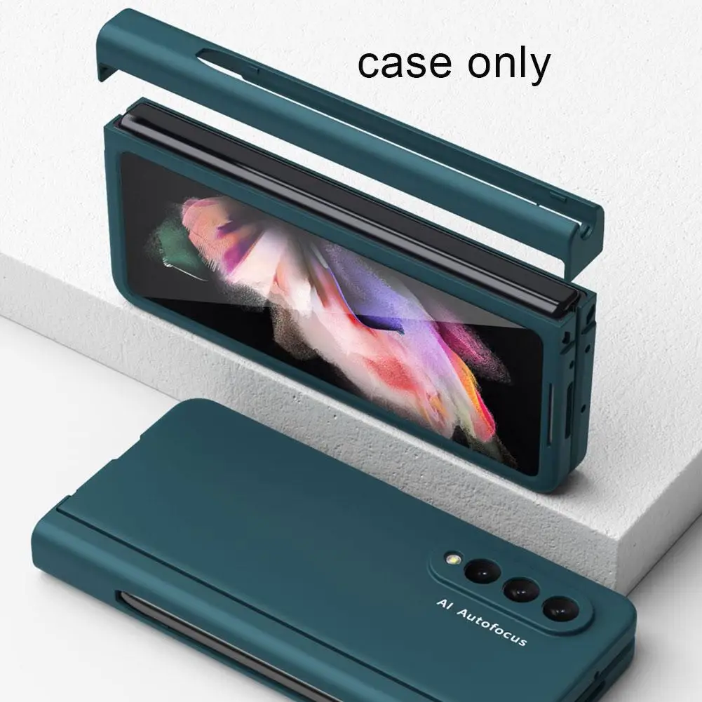 kawaii samsung cases Bản Lề Bảo Vệ Đầy Đủ Với Khe Cắm Bút Capa Dành Cho Samsung Galaxy Samsung Galaxy Z Gấp 3 Ốp Lưng 5G Với Màn Hình Mặt Trước Kính Z Fold3 Nhựa Bìa Cứng silicone case samsung