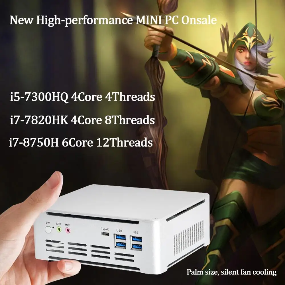 Новейший мини ПК IntelCore 7 го поколения i5 7300HQ/i7 7820HK Intel UHD630 win10 4 ядра 8 потоков 2 4G + 5G