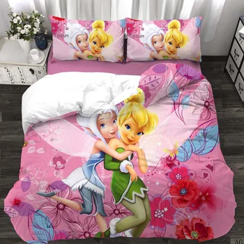 

Bedding Set Cartoon Princess series pink lovely fairy king queen size European style 2/3pcs soft Duvet Cover Sets Pillowcase