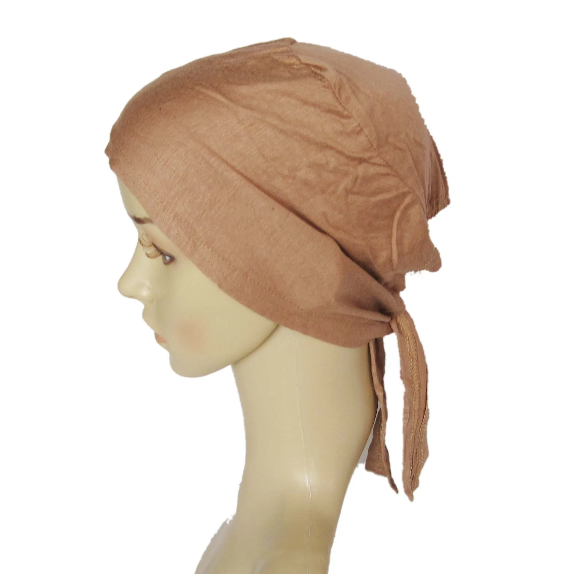 Трикотажная Шапочка, шапки под шарф, головной убор s для женщин, тюрбан, шапка с завязкой сзади, мусульманский головной платок, тюрбан