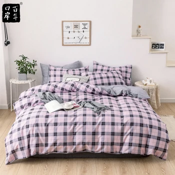 

4Pcs/Set Bedding Set 24 Style Bed Set Home Decoration Stripe Cotton Bed Sheet Pillowcase & Duvet Cover Bed Textile Products