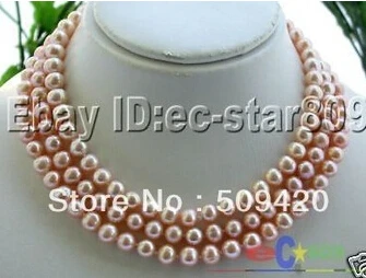 > длинные 5" 9 мм розовый круглый FW культивированный жемчуг NECKLACELONG