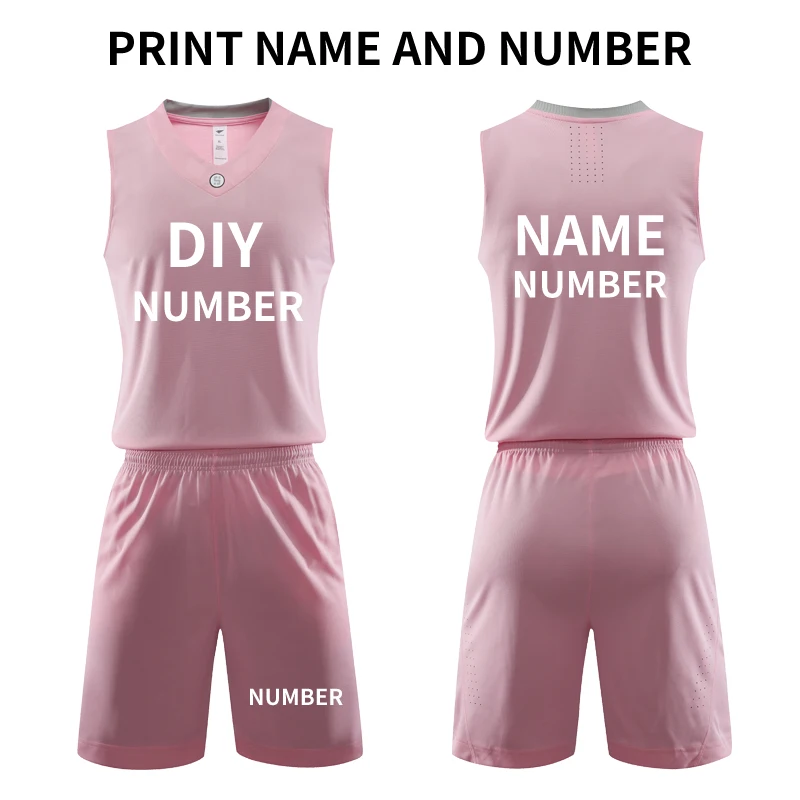 DIY Для мужчин трикотажные баскетбольные США униформа для игры в баскетбол в колледже по индивидуальному заказу комплекты быстросохнущая рубашка без рукавов Короткие баскетбольной команды костюм - Цвет: pink DIY