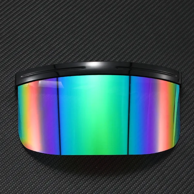 Oversized Windproof Mask Goggles Sunglasses Women Fashion One Piece Rimless Sunglasses Men Outdoor UV400 Crystal Glasses O960 Black-Green