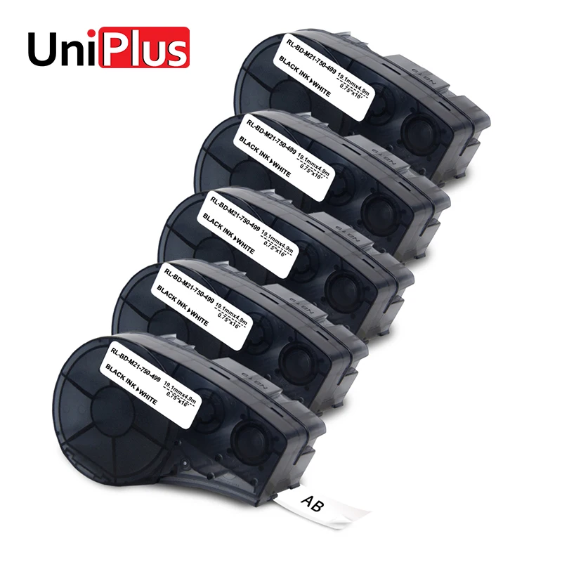 

UniPlus 5 Pcs M21-750-499 Labelmaker for Brady BMP21 Plus Letter Label Printer Labpal ID PAL Replacement Nylon Label Tapes