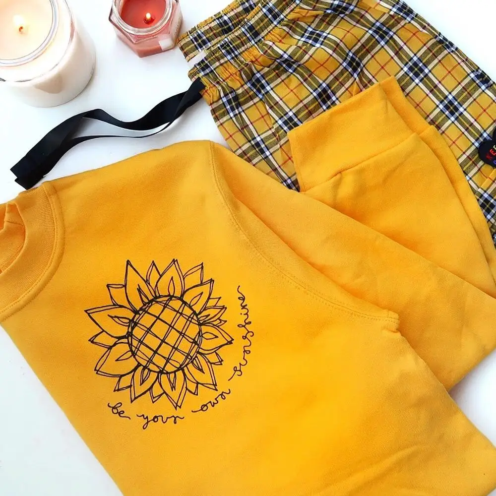 Be your own sunshine Женская мода слоган Цитата слоган Забавный молодой религия христианская толстовка пуловеры графическая Цитата художественный Топ