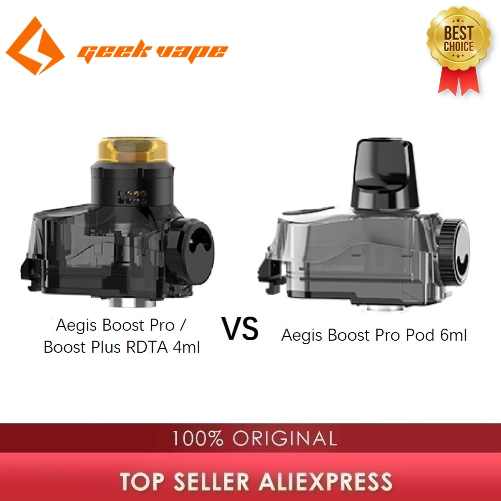 Оригинальный GeekVape Aegis Pro / Boost плюс RDTA 4 мл одной катушкой здание Vs Pod 6 с 0.2ohm/0.4ohm