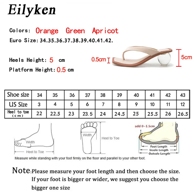 Eilyken Square head Pinch flip flops Crystal transparent Ball Low Heel Clear Women slippers Slides Fashion Design Green Size 43