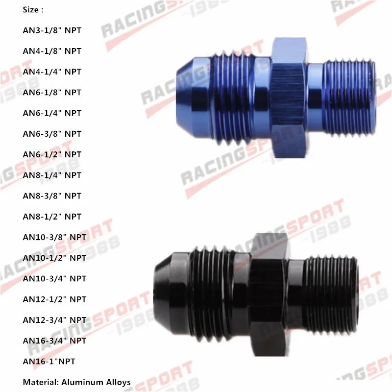 Details about   AN-6 AN6 Male to NPT 1/8" Adapter  Aluminum Alloy Fittings 