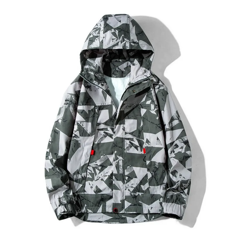 

Men's Hooded Jackets 2020 Spring Autumn New Camouflage Loose Printing Male's Solid Cotton Bomber Clothes Teenager Street Wear