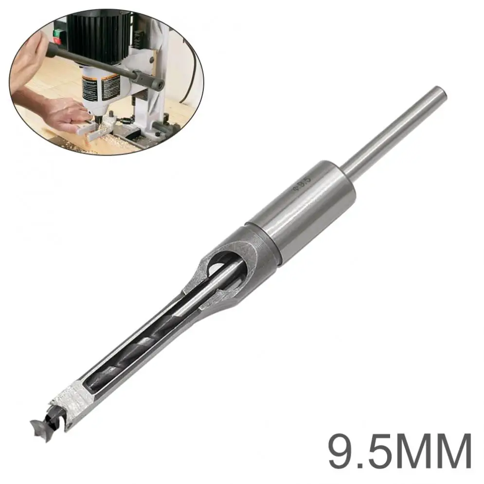 1 Piece 9.5mm Universal Alloy Steel Square Hole Saw Mortise Chisel Wood Drill Bit with Twist Drill Fit for Woodworking krachtige 6 7 pcs square hole saw drill bits woodworking wood mortising chisel set high speed steel square hole saw drill bits