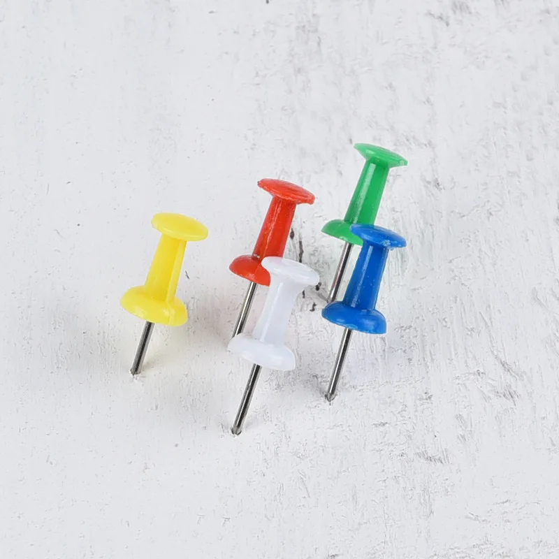 цена 200Pcs/box Push Pins Thumb Thumbtack Board Pins Drawing Photo Wall Studs Office School Supplies Mixed Color