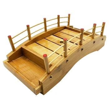 

Wooden Cuisine Sushi Bridge Boats Pine Creative Sushi Sashimi Plate Platter Sushi Tableware Decoration Ornament