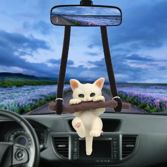 Car Pendant Ornaments Cat lovers Auto Interior Rear View Mirror Cute Branch Cat  Hanging Decoration Dangle Trim Accessories - AliExpress