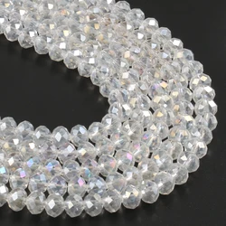 Elegant Faceted Black Crystal Glass Beads for DIY Jewelry and Crafting - Round Rondelle Shape, Various Sizes for Bracelets and Necklaces, Wholesale (AB)