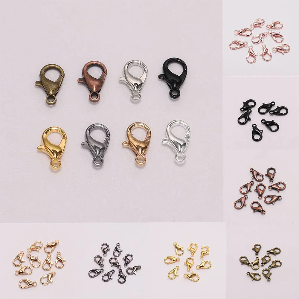 50pcs/Lot Mixed 9 Color 10-21mm Alloy Lobster Clasp Hooks For Jewelry  Making Necklace bracelet Chain DIY Supplies Accessories