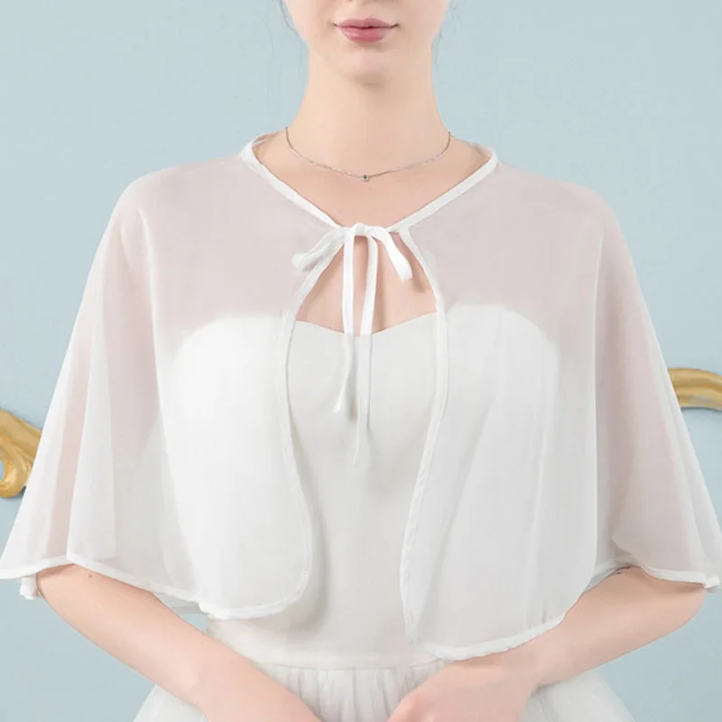 

Chiffon Jacket Wedding Wrap Elegant Short Bridal Wraps Shawl Summer/Spring Women Evening Bolero New Bride Capes Mariage
