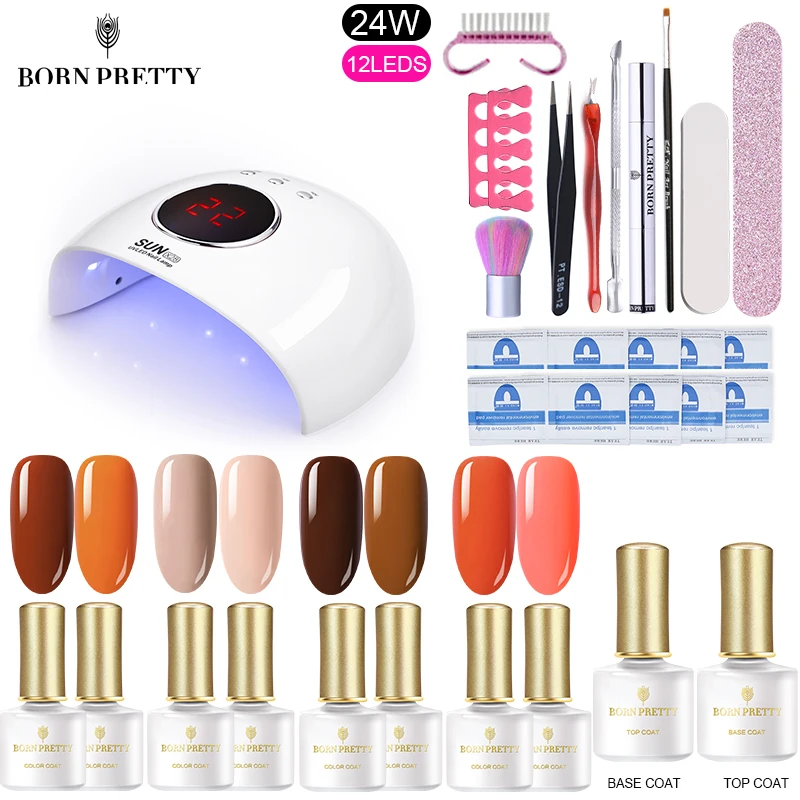 

BORN PRETTY Nail Gel Set 36W UV LED Lamp Manicuring Set 10/9Pcs 6ML Gel Nail Polish Kit Quick Building Poly Nail Gel Kits